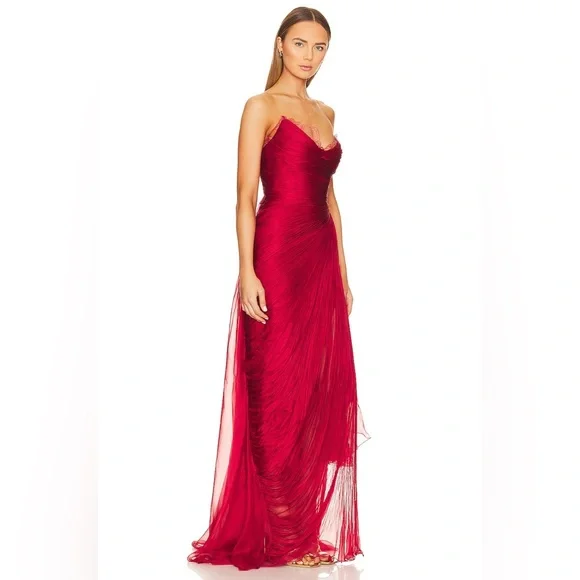 NWT Maria Lucia Hohan Jolie Gown in Red Salsa - Picture 2 of 8